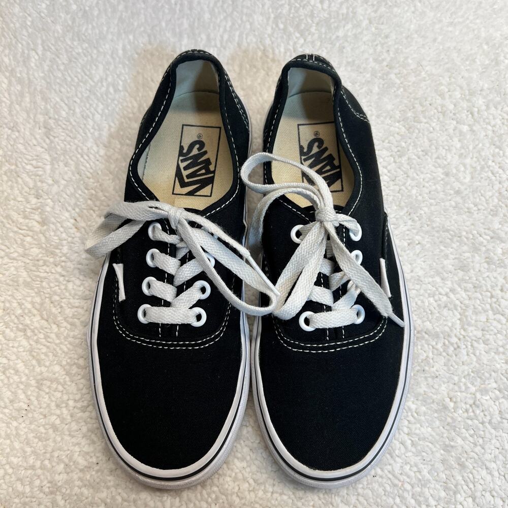 Vans Authentic Boys Mens Shoes Classic Sneakers Unisex Canvas Shoes Black Sz 4.5